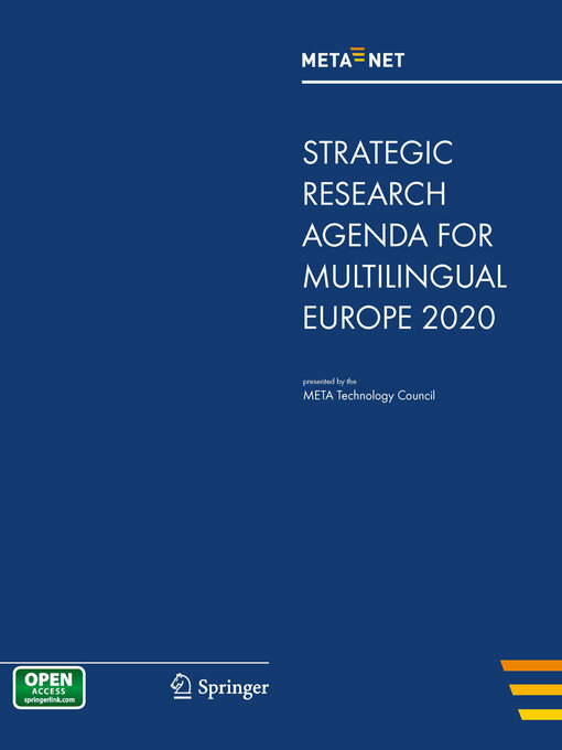 Title details for META-NET Strategic Research Agenda for Multilingual Europe 2020 by Georg Rehm - Available
